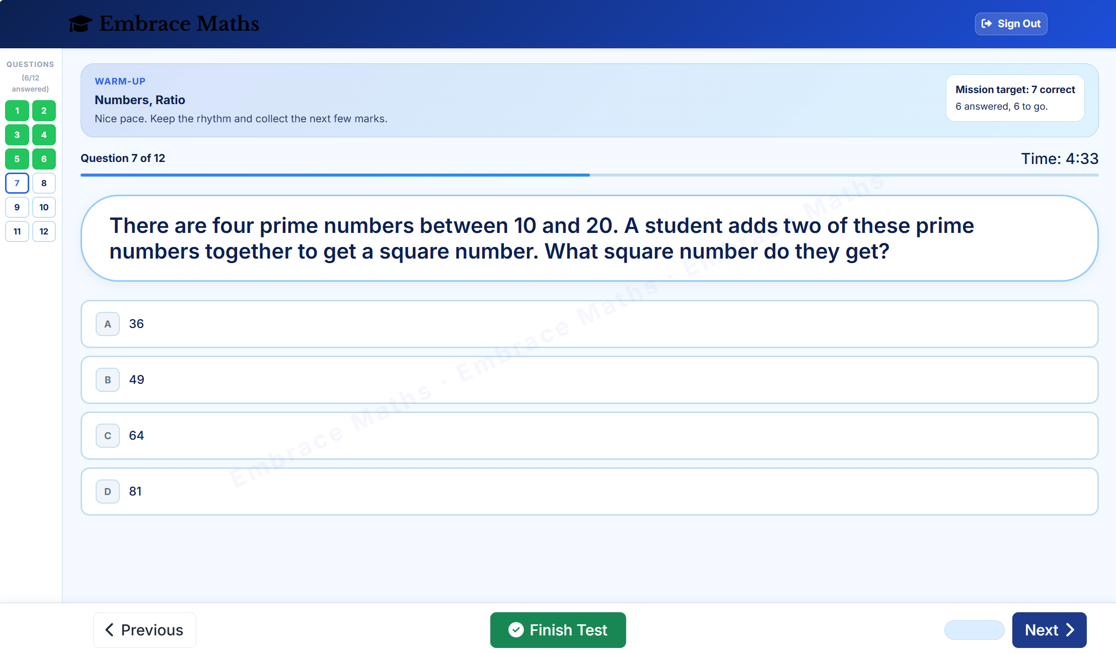 Live test question